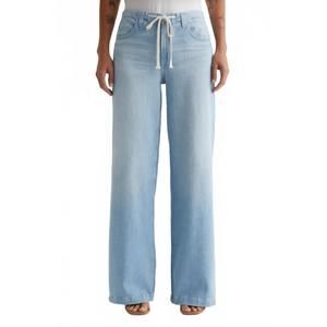 Ag Adriano Goldschmied Light Wash Wide Leg Drawstring Jeans